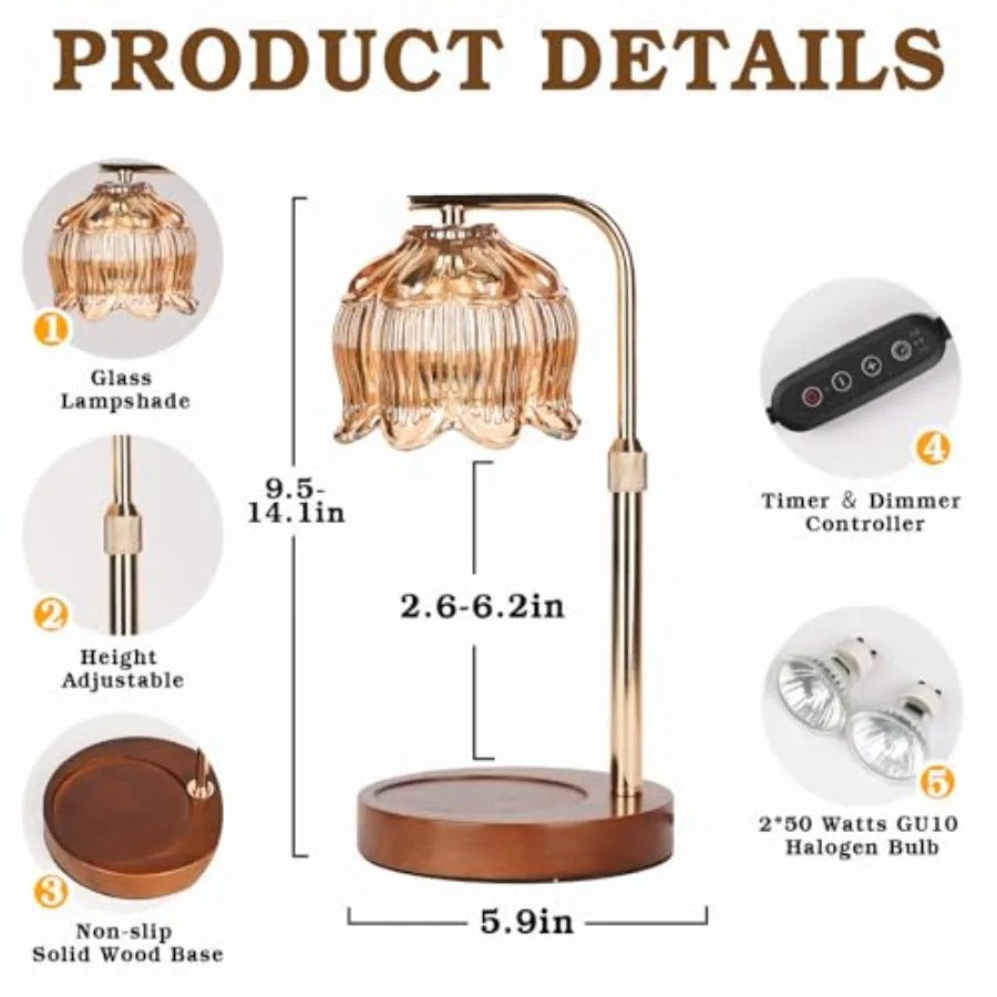 Candle Warmer Lamp with Timer | Height Adjustable, Fits Yankee Candle Jars