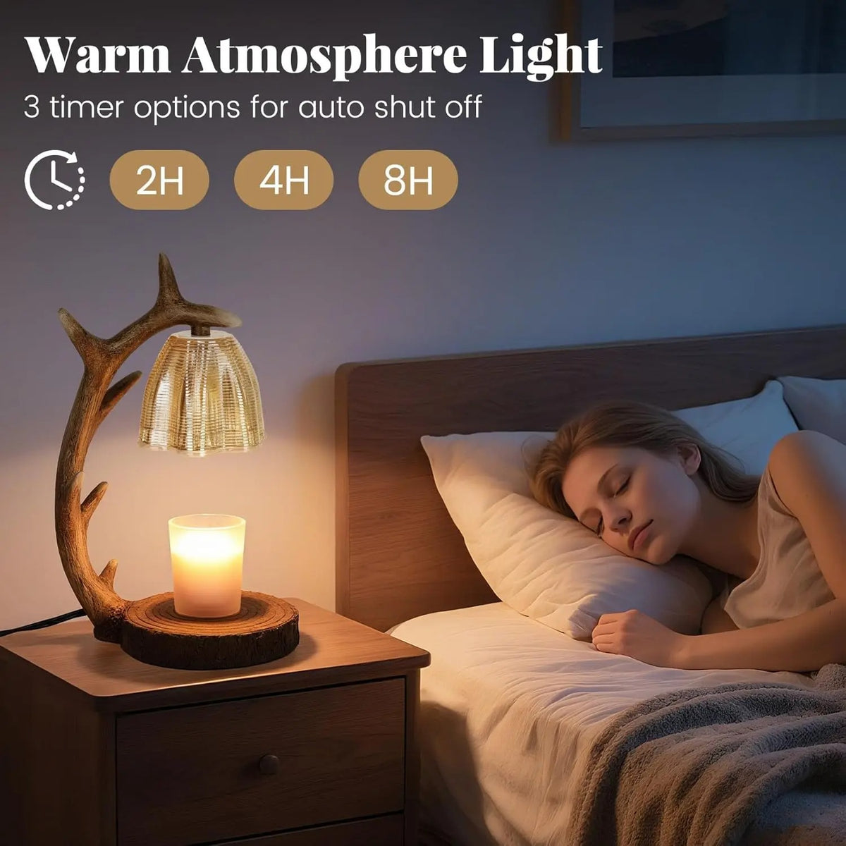 Reindeer Antler Candle Warmer Lamp | Dimmable Wax Warmer with Timer