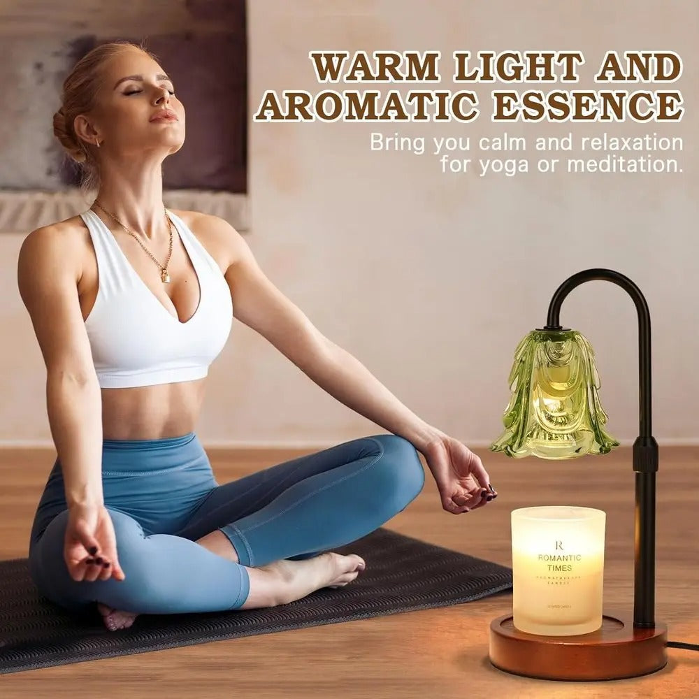 Candle Warmer Lamp with Timer | Adjustable Dimmable Wax Warmer, Green