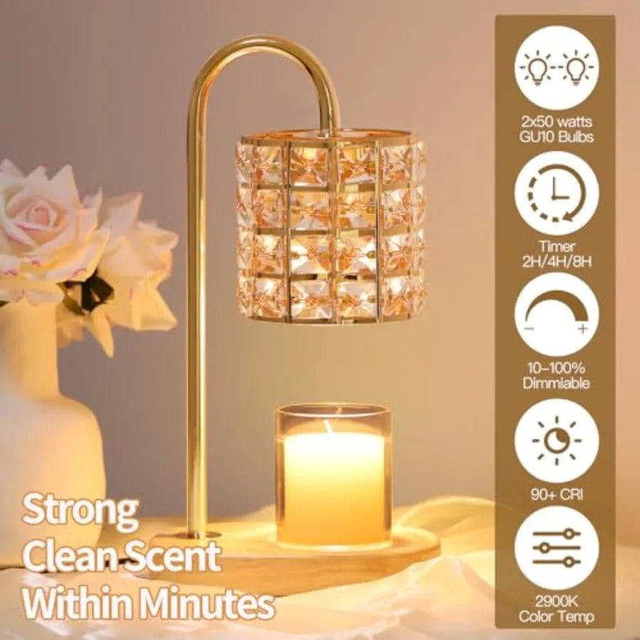 Candle Warmer Lamp with 7-Level Dimmer | Glass Shade, Timer & 2 Bulbs