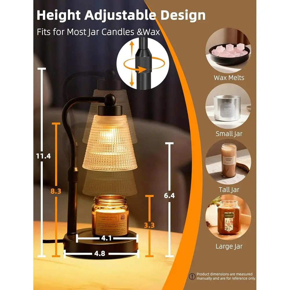 Candle Warmer Lamp with 2/4/8H Timer | Height Adjustable Dimmable Wax Melter