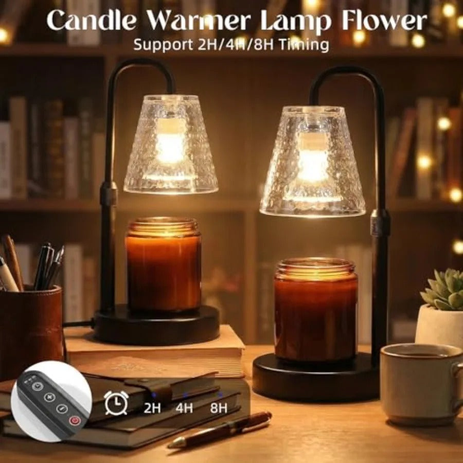 Candle Warmer Lamp 2 Pack | Dimmable Adjustable Height with Timer