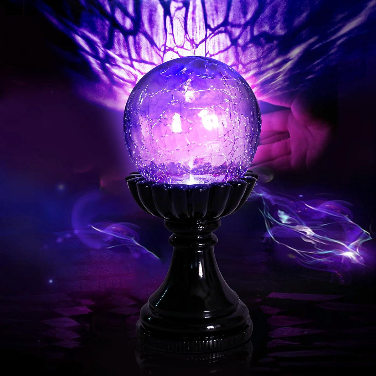 Halloween Crystal Ball Light | Purple LED Witch Decor Lamp for Indoor Decorations
