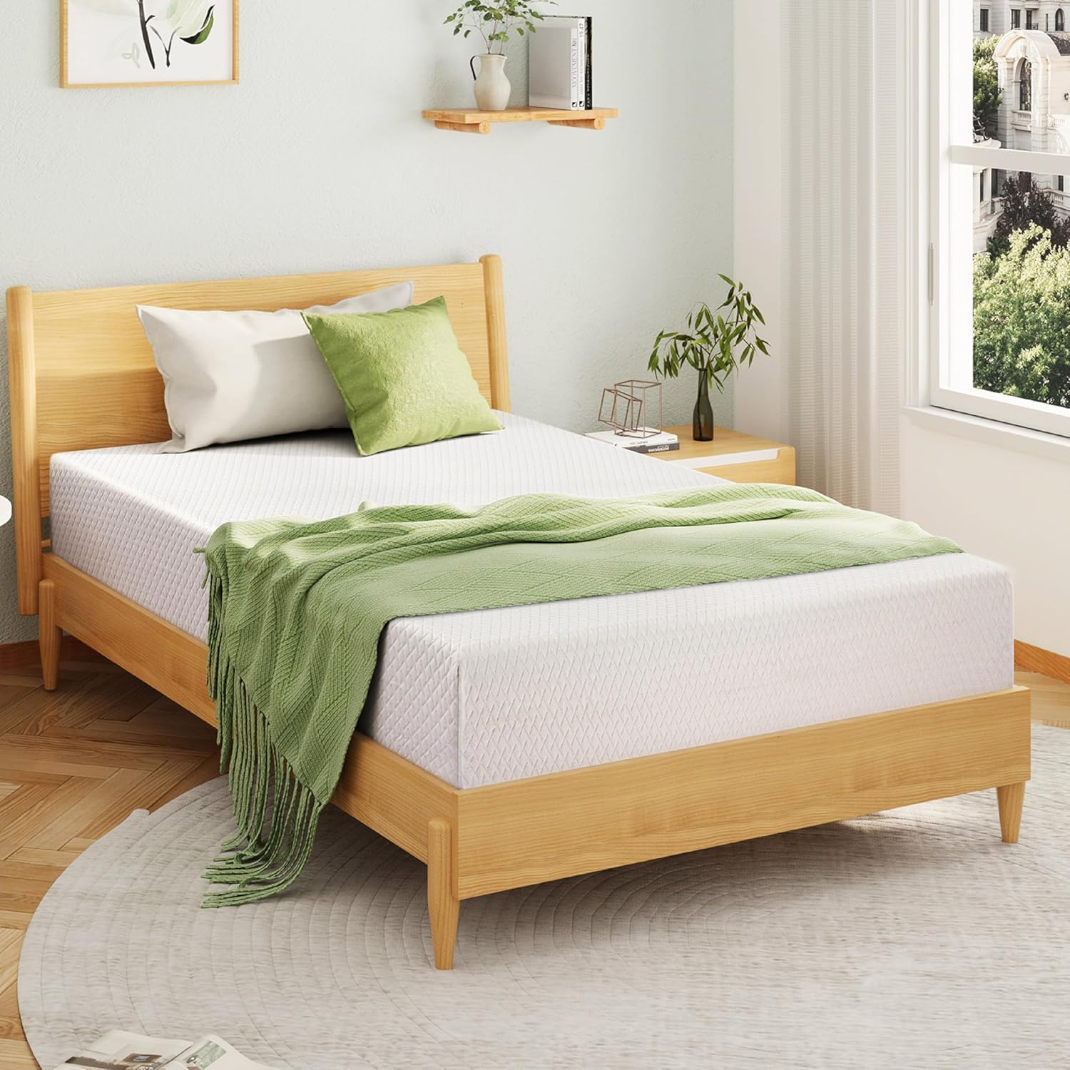 EGOHOME full size green tea gel memory foam mattress