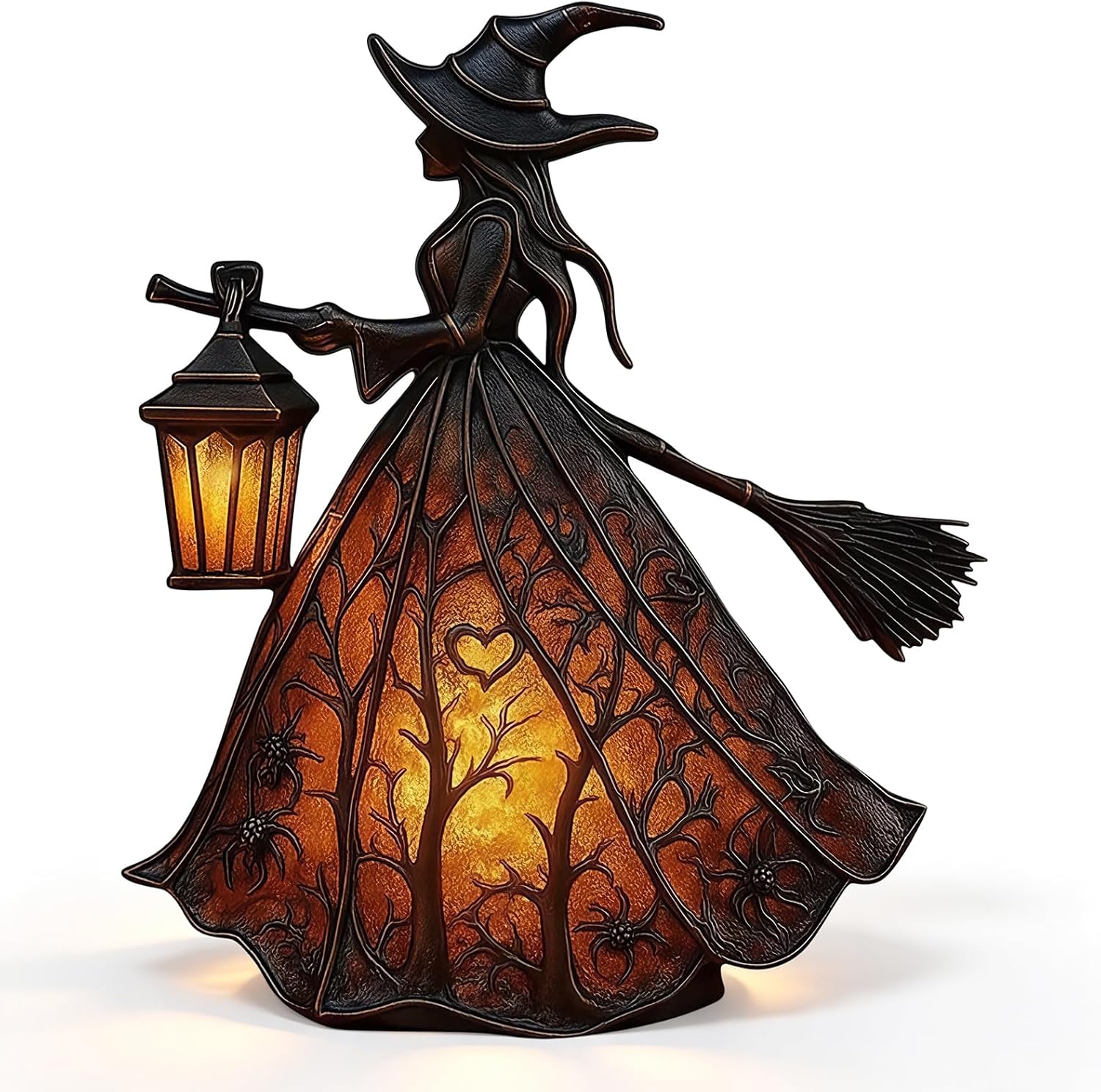 Witch hat shaped Halloween table lamp in coloured resin