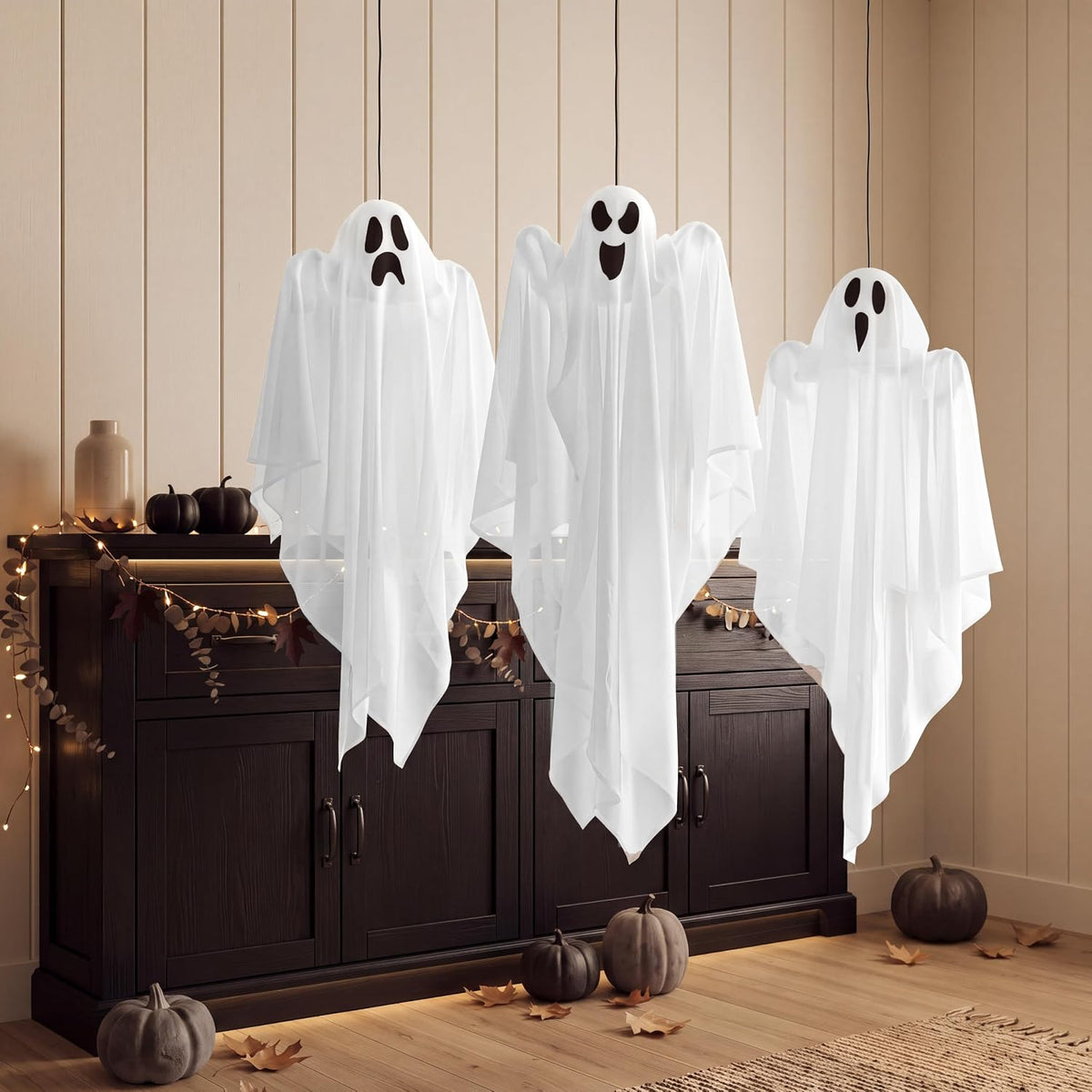 3pc set of 27.5 inch hanging ghost Halloween decorations