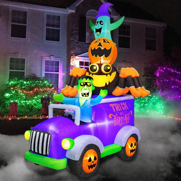Halloween inflatable Frankenstein driving a monster car