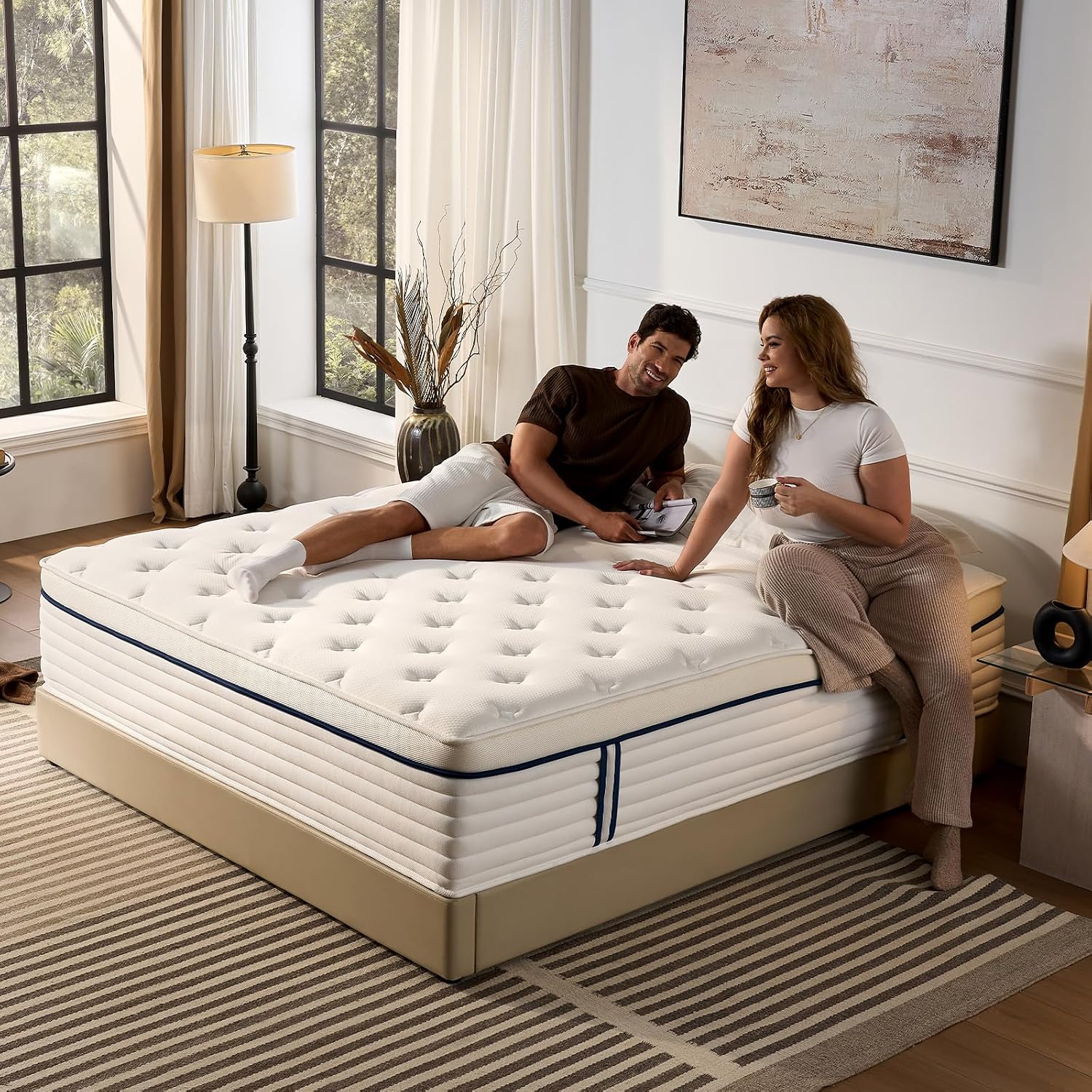 12 inch medium plush queen hybrid mattress with memory foam and pocket coils