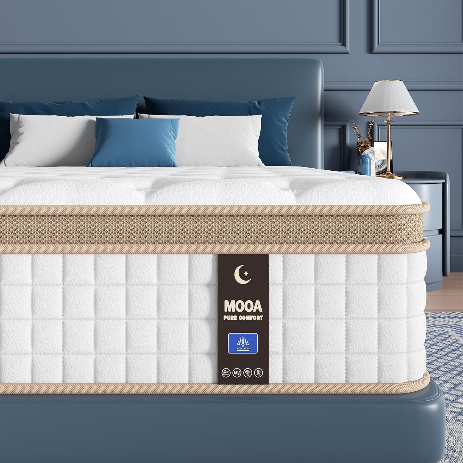 12 inch queen hybrid mattress with zoned pocket coils and 4D knit cover