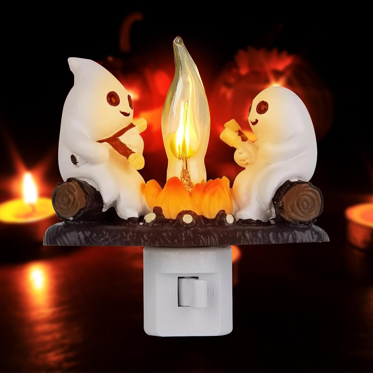 Ghost campfire flickering night light figurine
