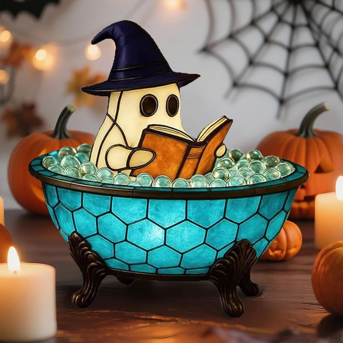 Halloween ghost bubble bath reading lamp figurine