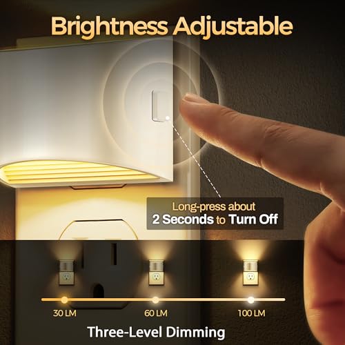 Plug In Night Light with Sensor | Dimmable LED Night Light for Bedroom & Hallway