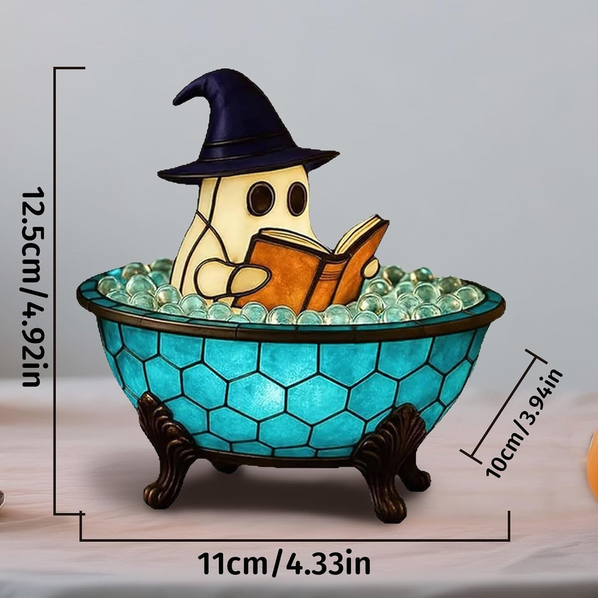 Halloween Ghost Bubble Bath Lamp | Reading Ghost Figurine Night Light