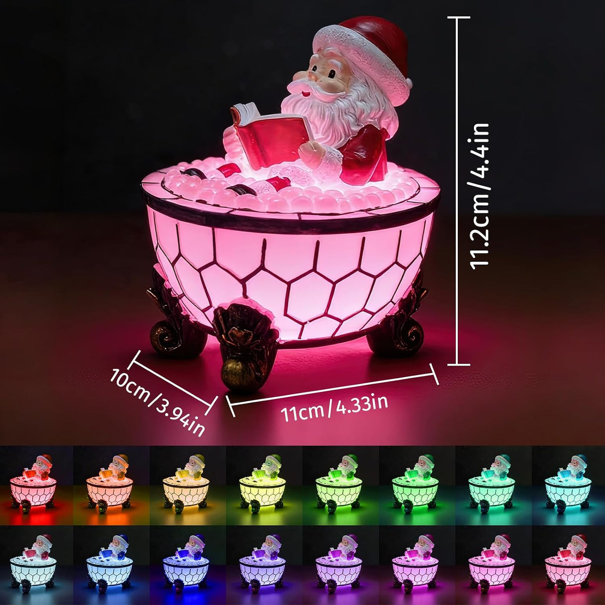 Santa Claus Bubble Bath Lamp | Christmas Reading Figurine Night Light