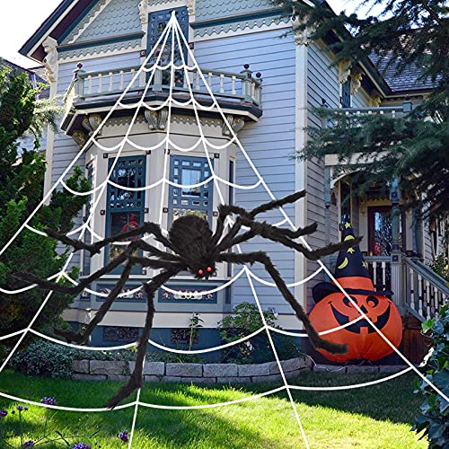 200 inch Halloween spider web with 59 inch giant spider