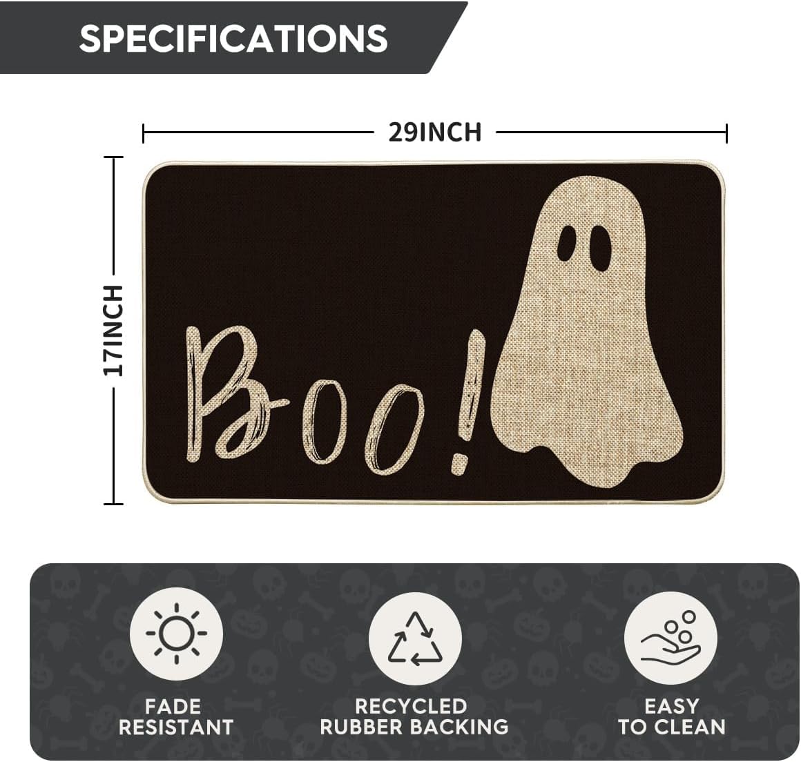 Ghost Boo Doormat – 17x29 Inch Halloween Entryway Mat