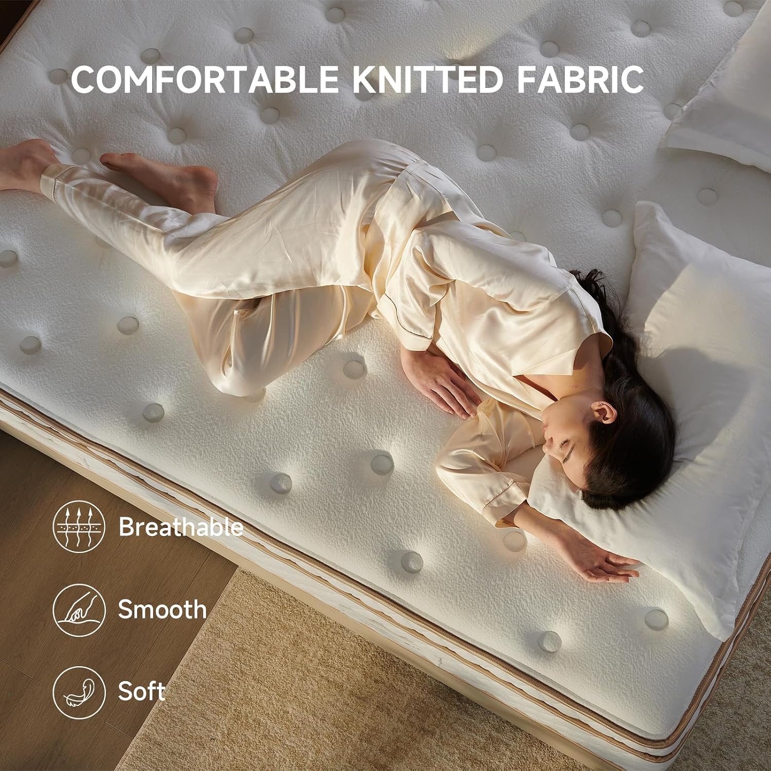 12 Inch Queen Hybrid Mattress – Medium Firm Gel Foam & Pocket Coils for Couples