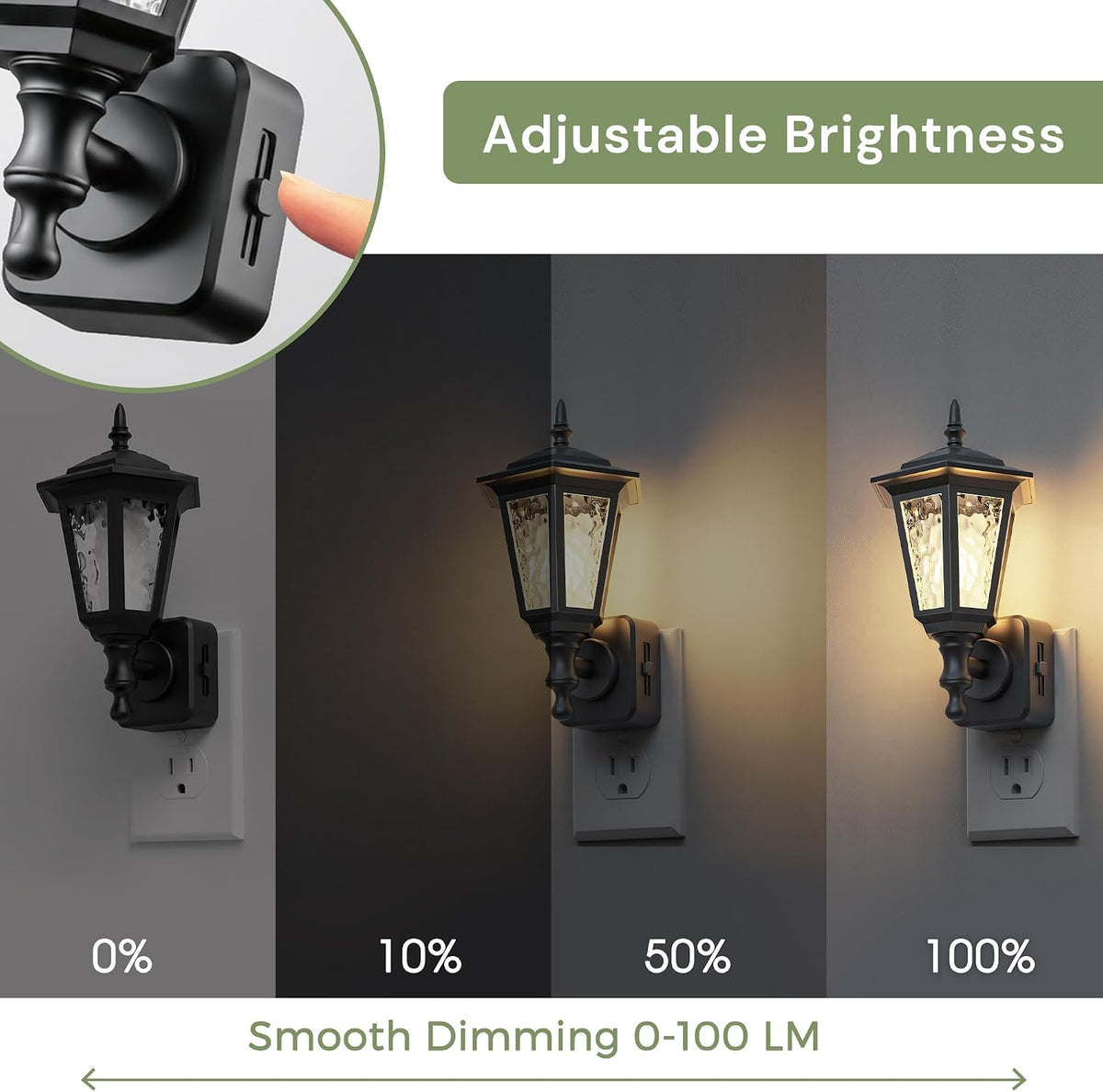 Plug In Wall Sconce Night Light | Dimmable Sensor Light for Hallway & Bedroom