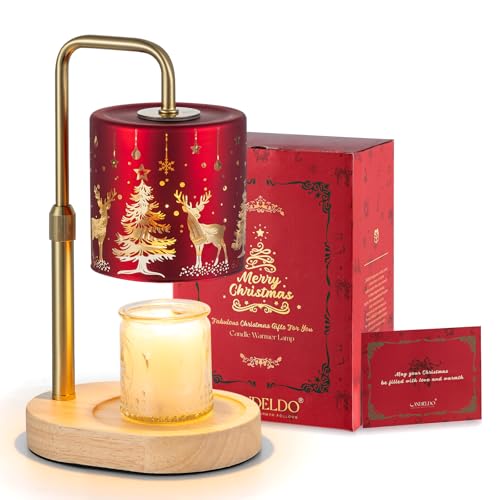 Christmas candle warmer lamp with red glass shade and timer