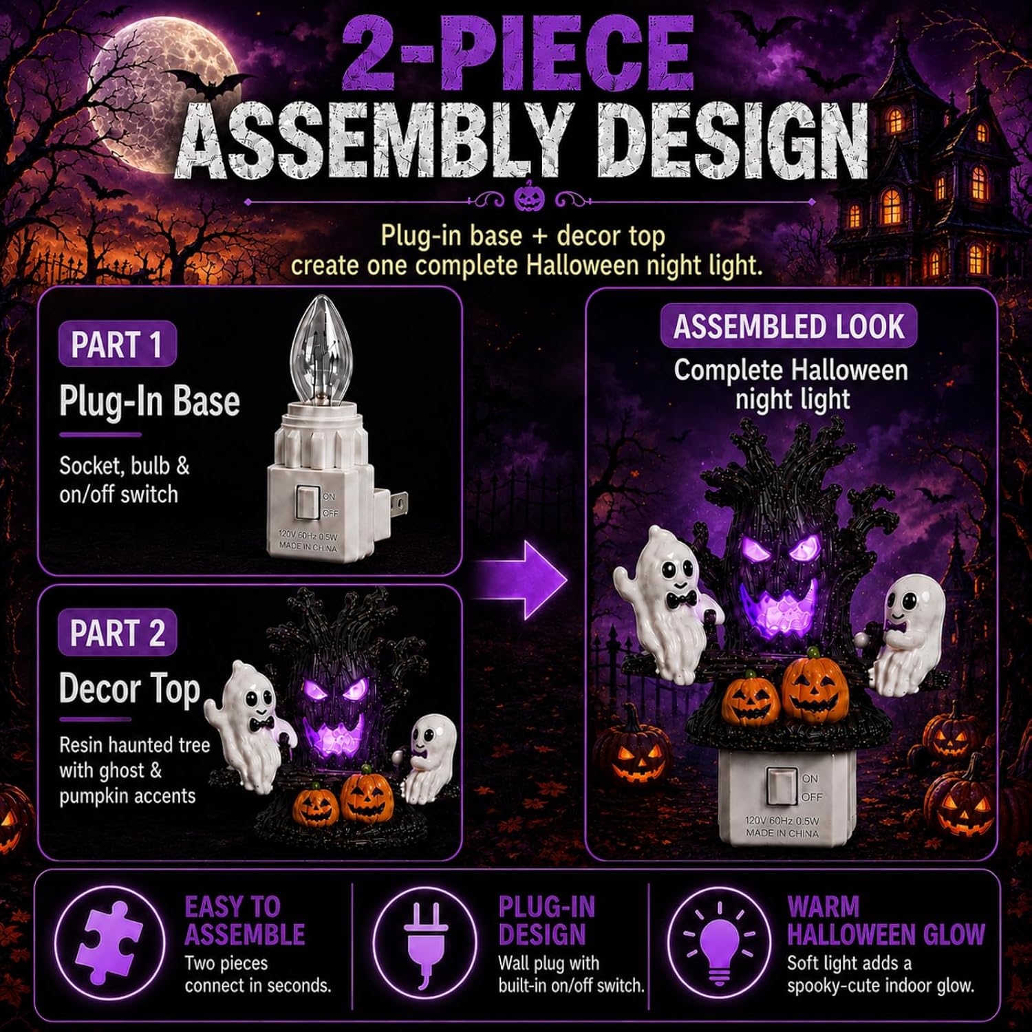 Lighted Animated Ghost Seesaw Halloween Decoration – LED Resin Figurine