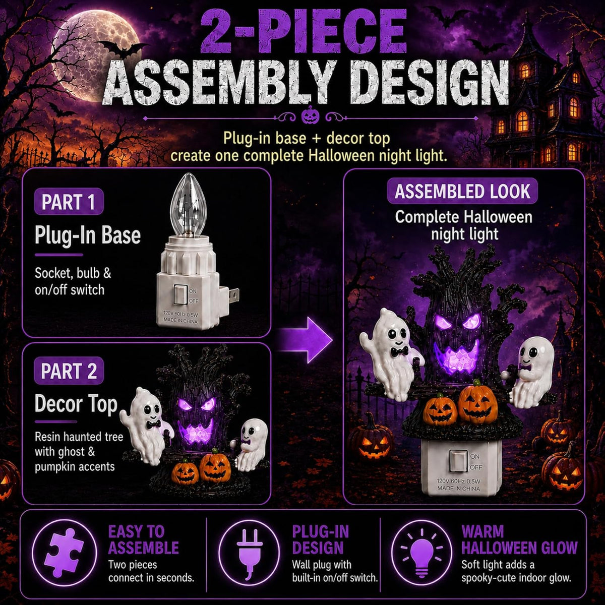 Lighted Animated Ghost Seesaw Halloween Decoration – LED Resin Figurine