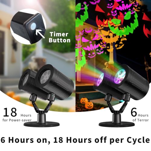 Halloween Projector Light | Dual Head Devil Face Outdoor Projection with Timer