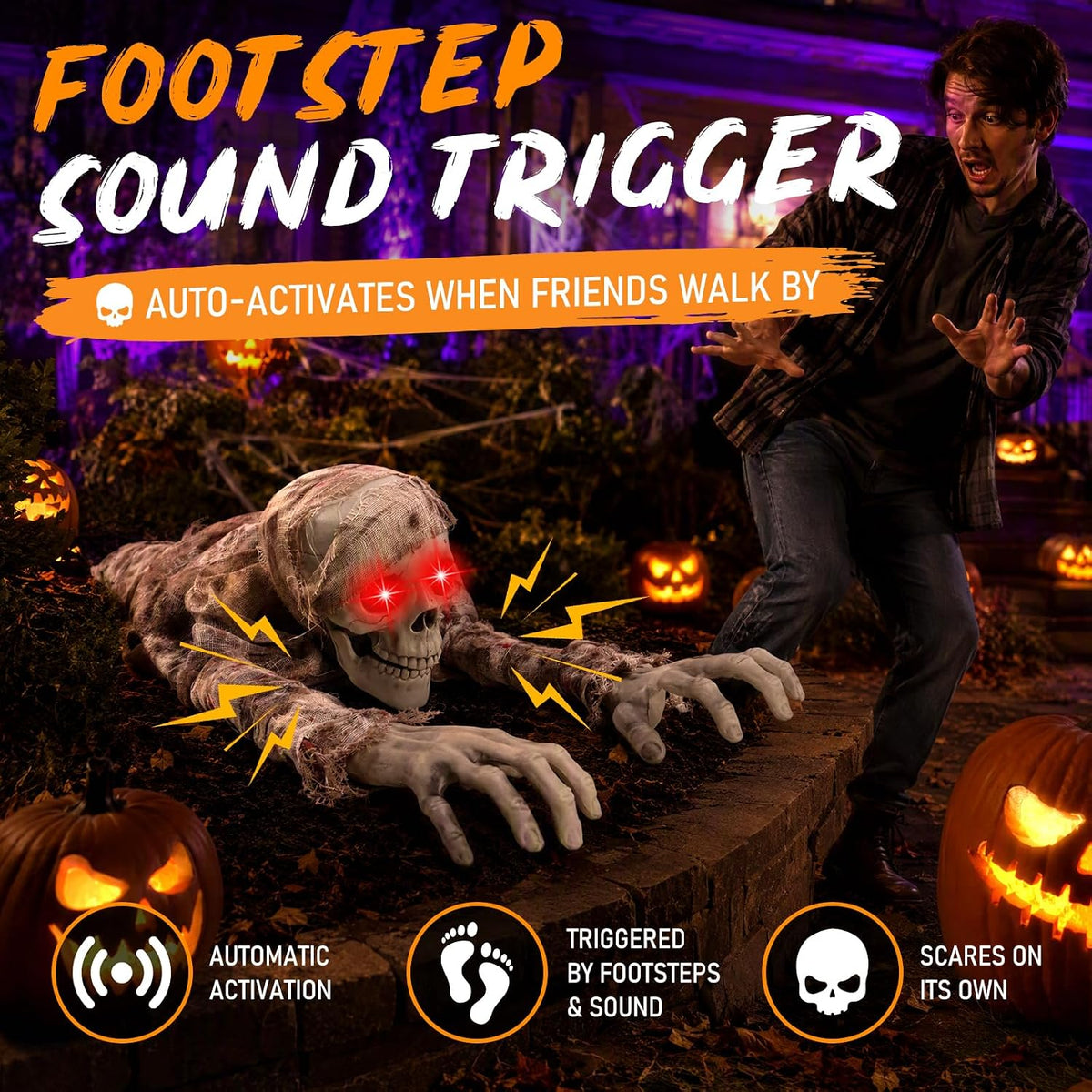 Crawling Zombie Animatronic | Sound-Activated Halloween Prop