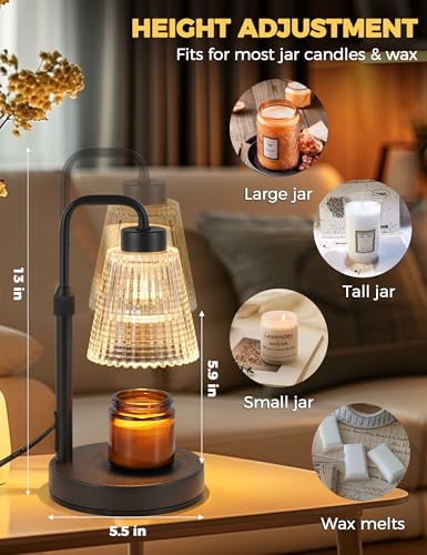 Dimmable Candle Warmer Lamp with 24-Hour Timer – Height Adjustable