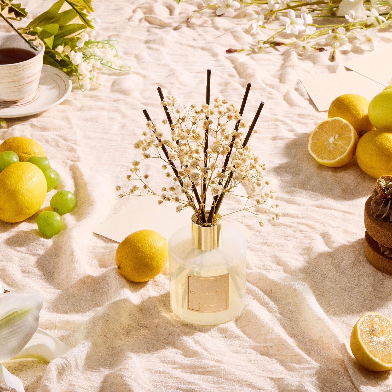 Clean Linen Reed Diffuser 6.7 oz – Fresh Home Fragrance with Dried Flowers