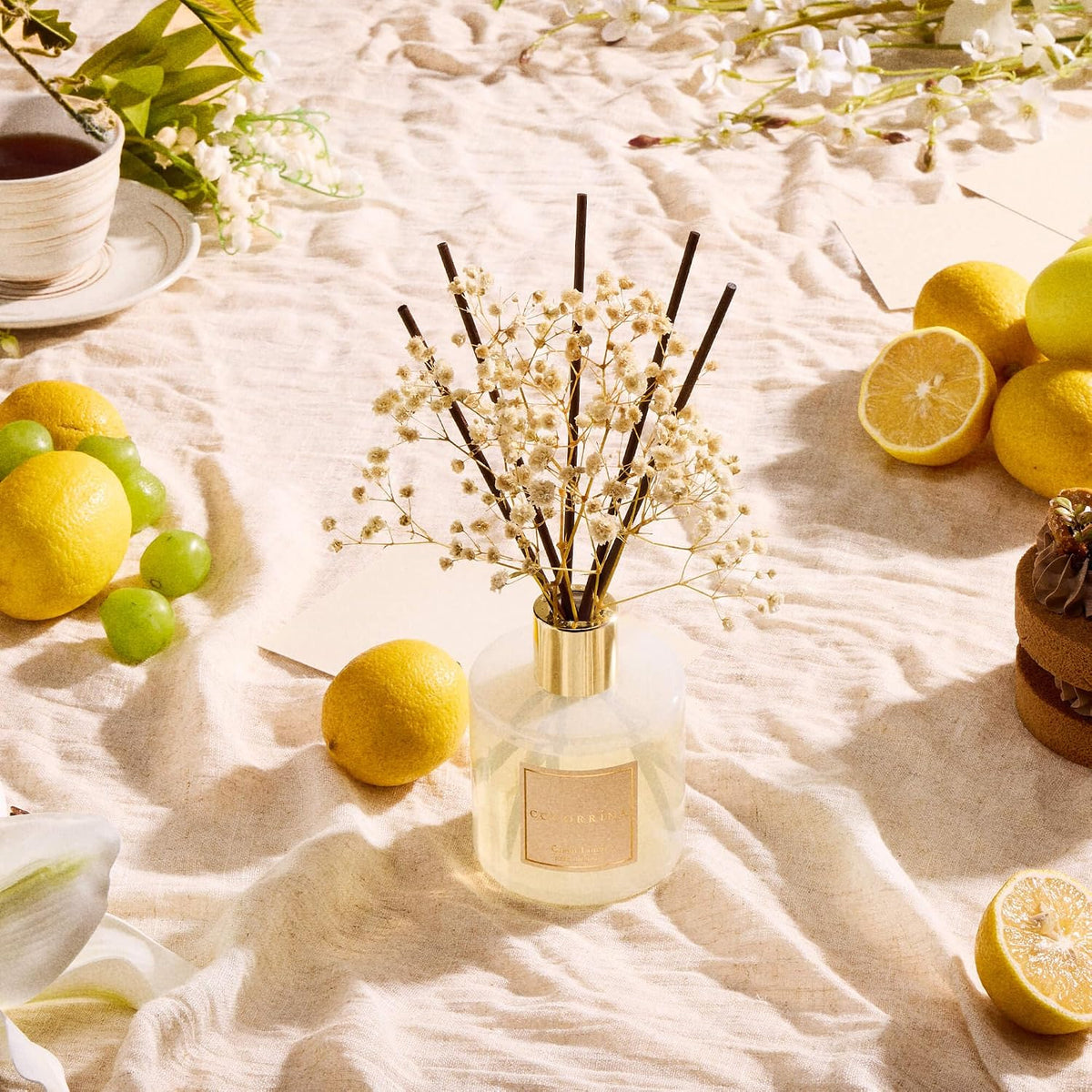 Clean Linen Reed Diffuser 6.7 oz – Fresh Home Fragrance with Dried Flowers