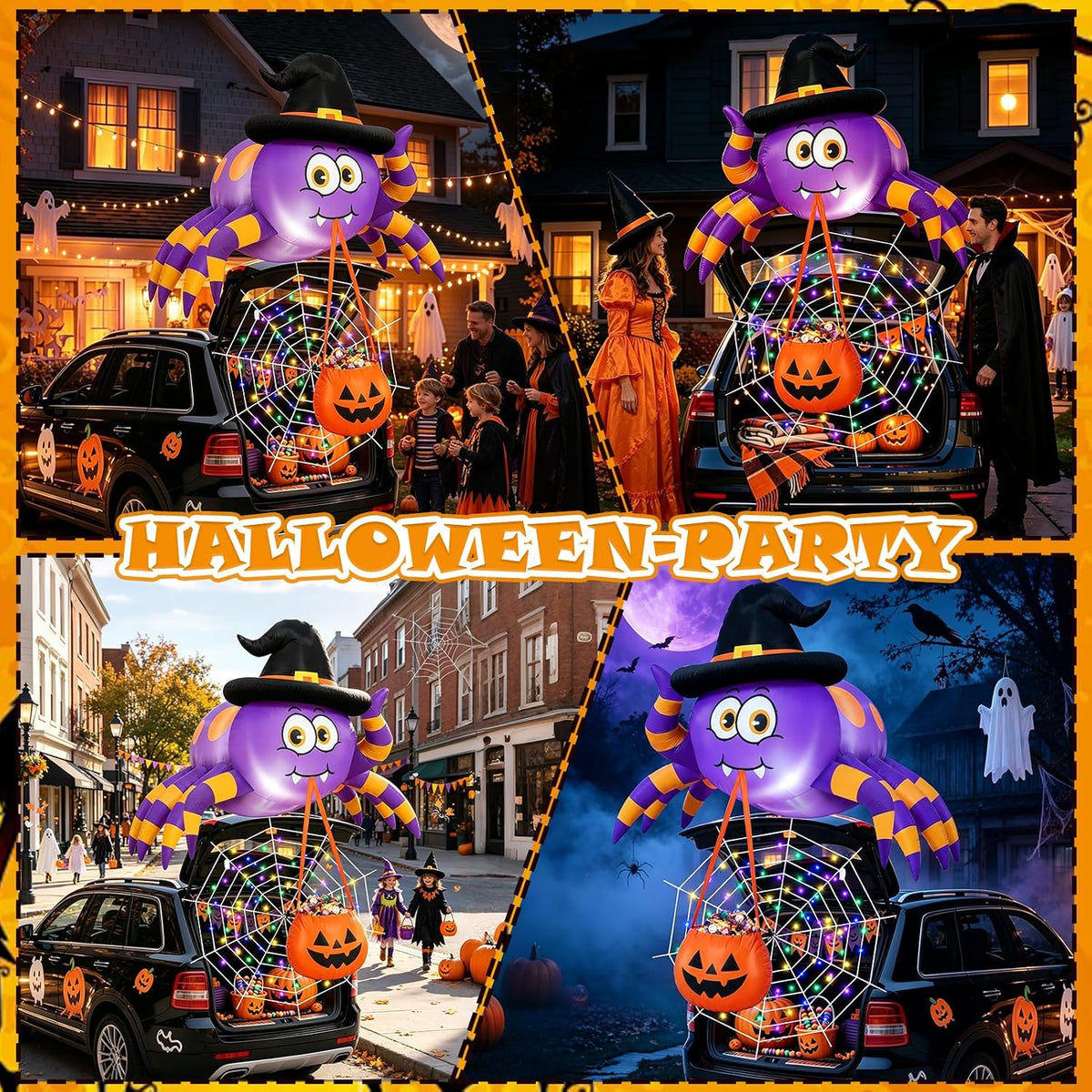 Halloween Inflatable Spider 5FT | Trunk or Treat Car Decoration with LED Lights