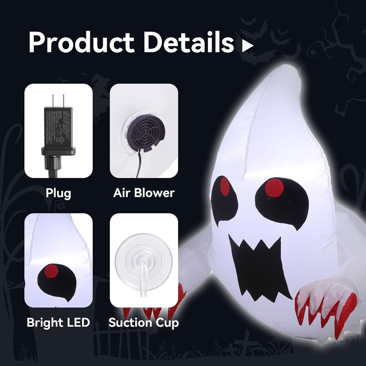 Inflatable Window Ghost | LED Glow Halloween Decoration