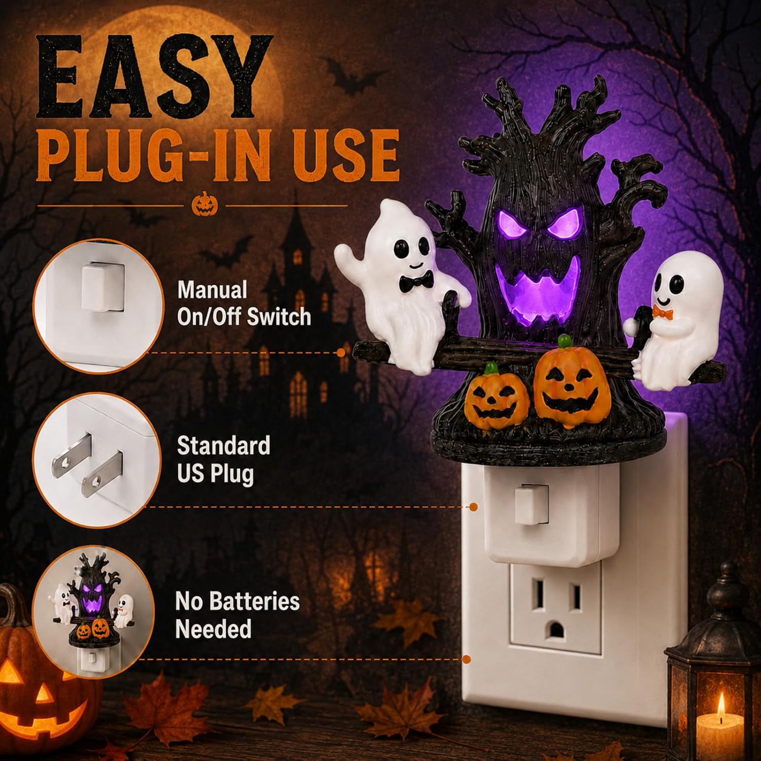 Lighted Animated Ghost Seesaw Halloween Decoration – LED Resin Figurine
