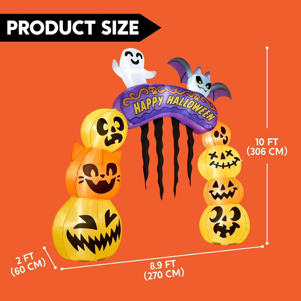 8FT Halloween Inflatable Pumpkin Archway | UL Certified Outdoor Yard Decoration