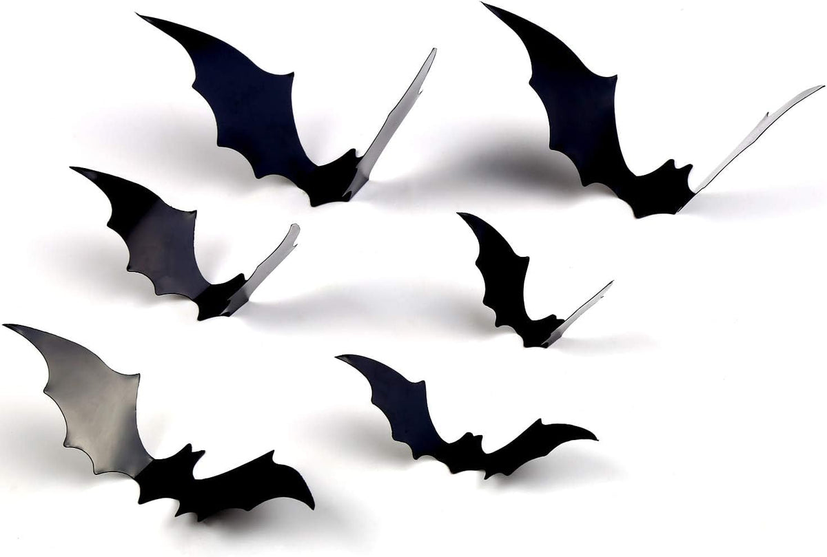 3D Bat Wall Decals 120 Pack | Halloween Bat Stickers in 4 Sizes, Waterproof