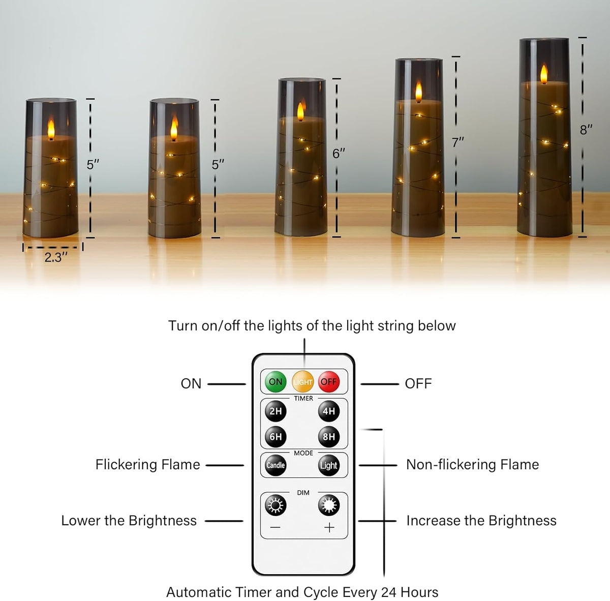 Flameless LED Candles Set of 5 | Flickering Battery Candles with Timer