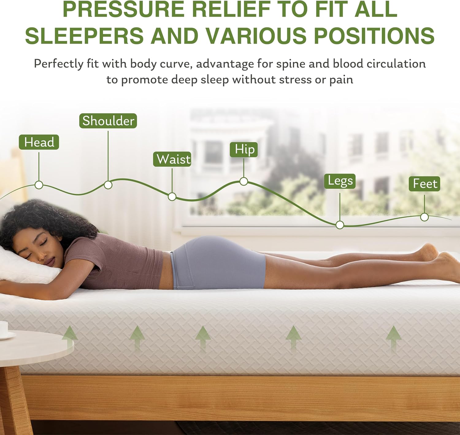 EGOHOME Full Size Green Tea Memory Foam Mattress – Cooling & Pressure Relieving