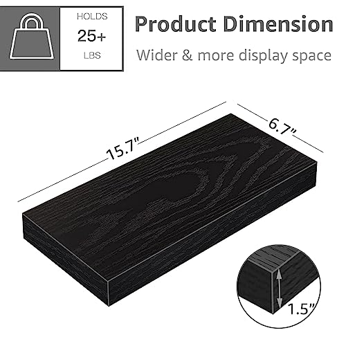Set of 4 Floating Wall Shelves – 15.7" with Hidden Brackets