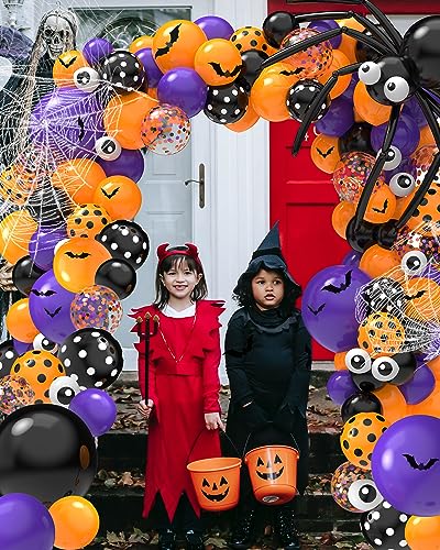 126pc Halloween Balloon Garland Arch Kit with Bat & Spider Web Decor