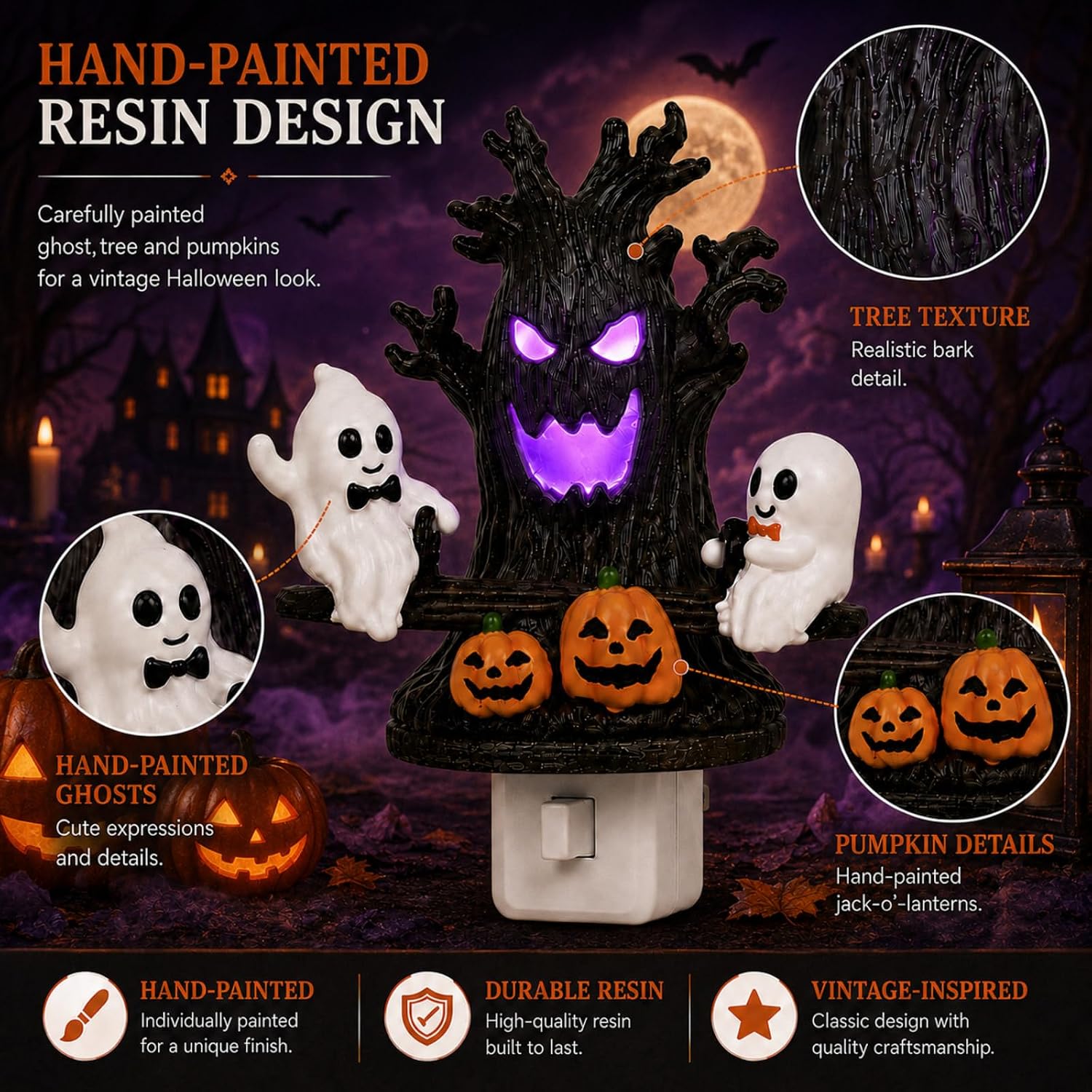 Lighted Animated Ghost Seesaw Halloween Decoration – LED Resin Figurine
