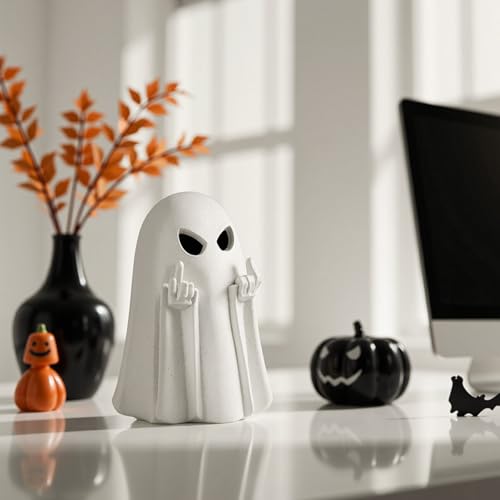 Halloween Ghost Figurine | Resin Spooky Ghost Statue for Home & Shelf Decor