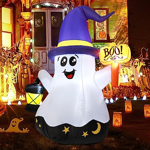 Halloween Inflatable Wizard Ghost 5FT | Outdoor Yard Decoration with LED Lights