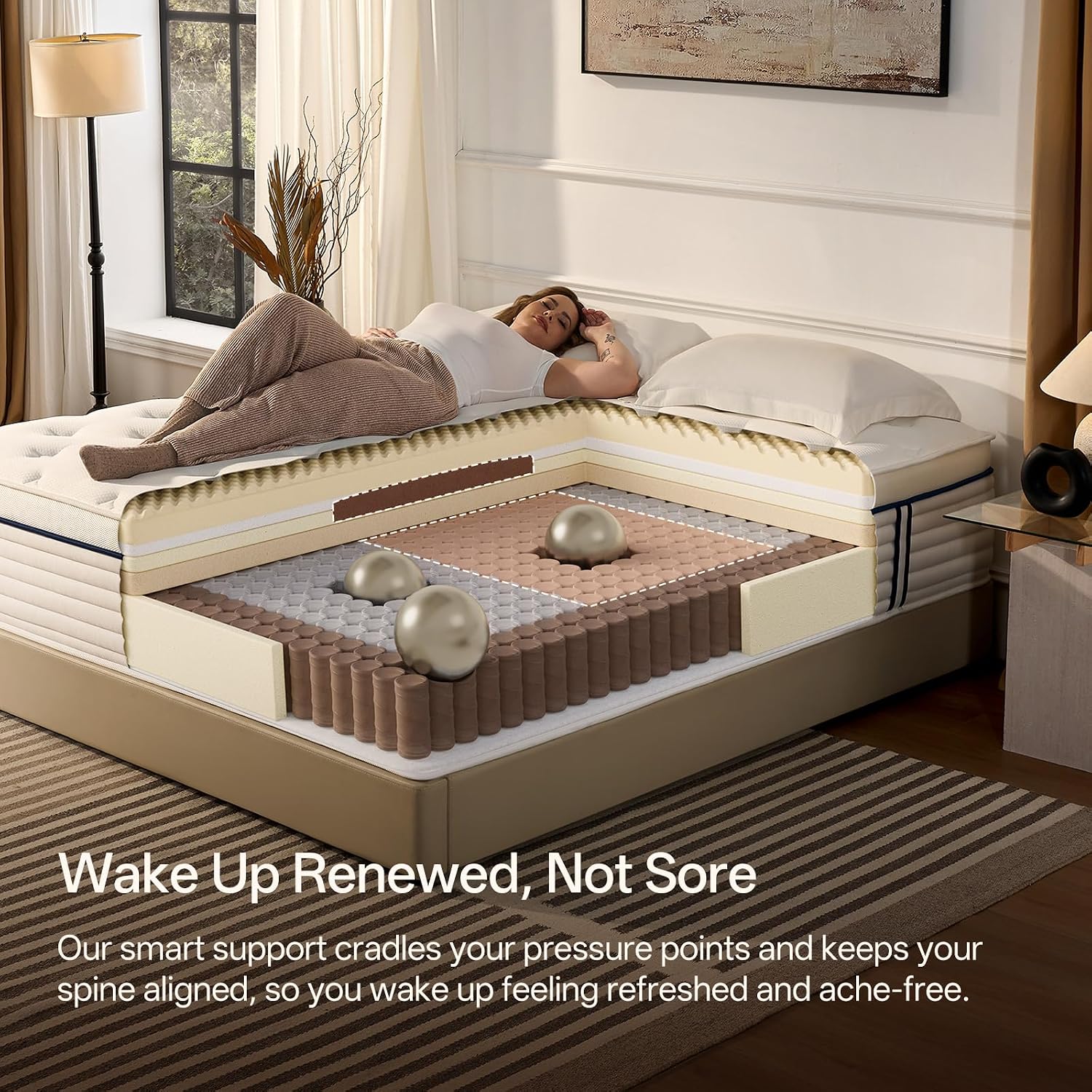 12 Inch Queen Hybrid Mattress – Medium Plush Memory Foam & Pocket Coils