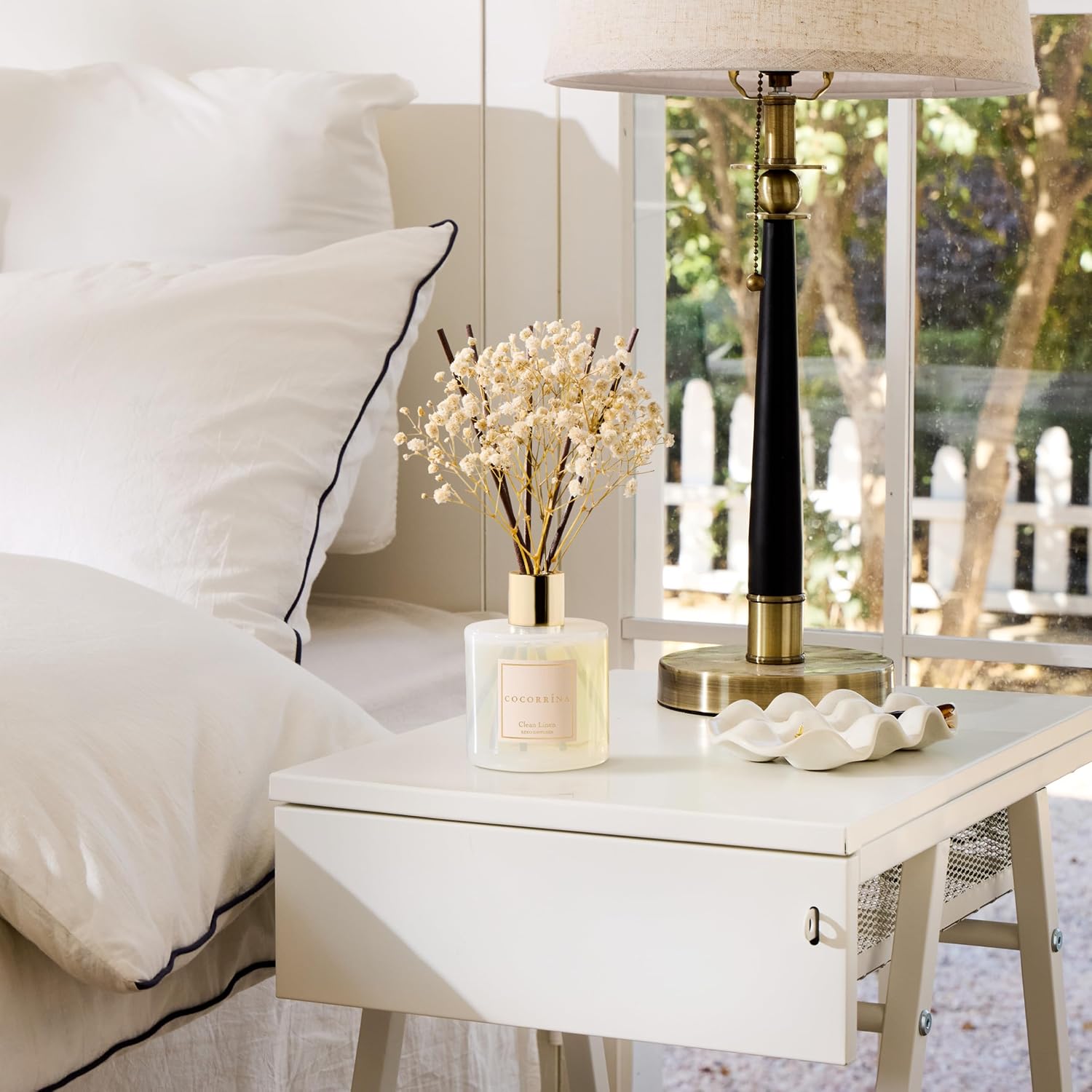 Clean Linen Reed Diffuser 6.7 oz – Fresh Home Fragrance with Dried Flowers