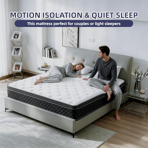 Moxatp 12 Inch Full Hybrid Mattress – Medium Firm Memory Foam & Pocket Springs
