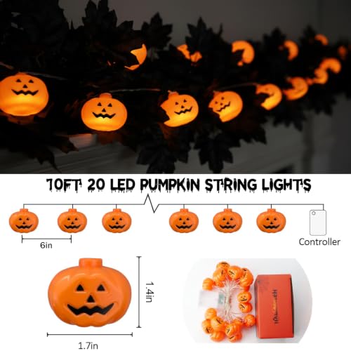 Pumpkin String Lights – 20 LED, Waterproof, Battery Operated Halloween Decor