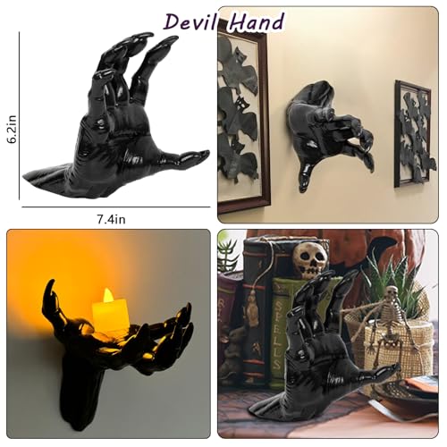 Creepy Hands with Candles Wall Decor – 3-Piece Halloween Set