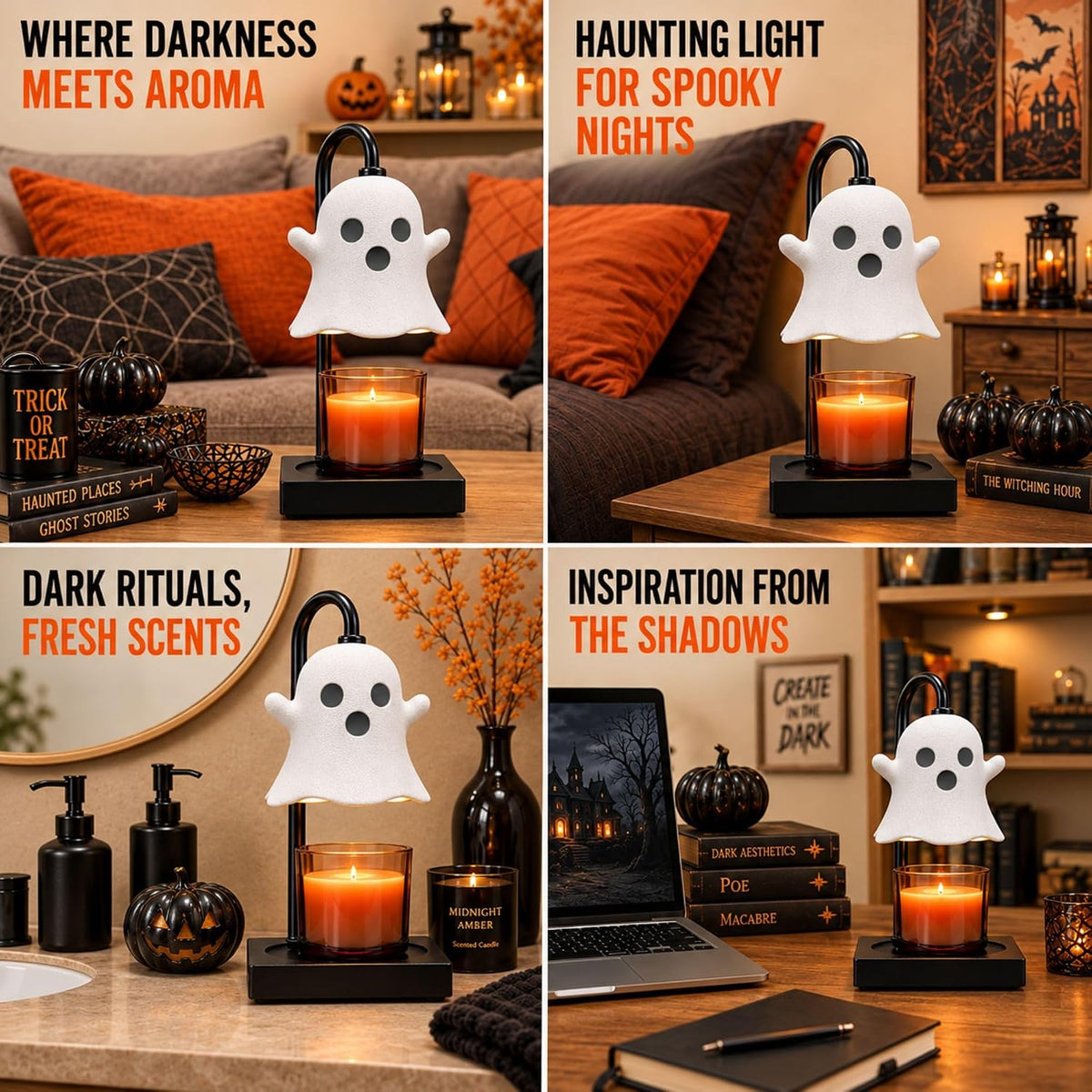 Ghost Candle Warmer Lamp with Timer & Dimmer – Cute Halloween Decor
