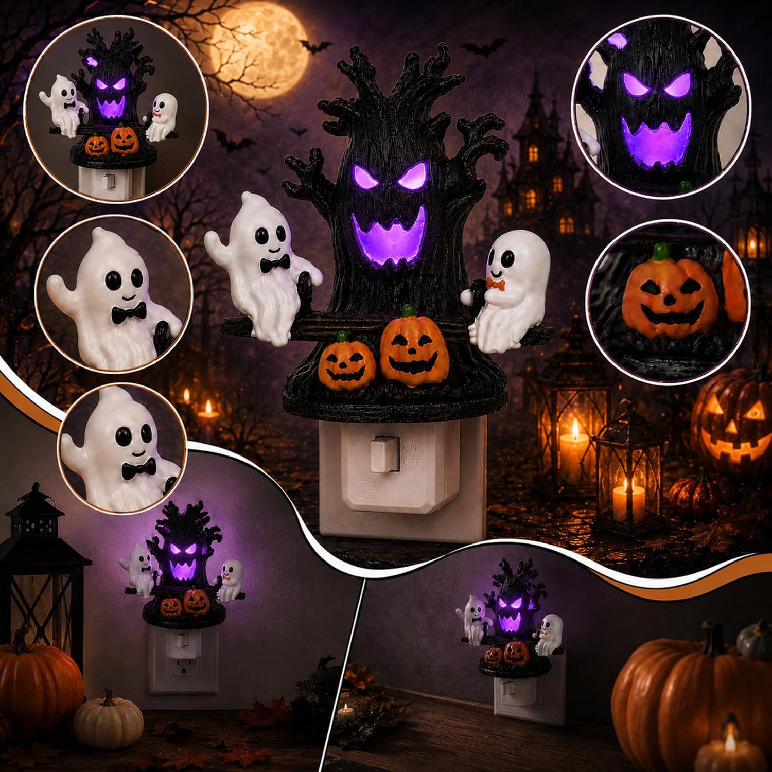 Lighted Animated Ghost Seesaw Halloween Decoration – LED Resin Figurine