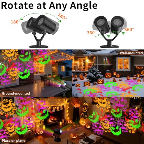 Halloween Projector Light | Dual Head Devil Face Outdoor Projection with Timer
